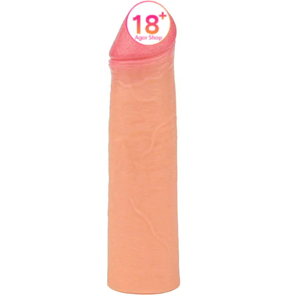 Lovetoy prirodni produživač Platinum silikon stvarni dotični zakrivljeni penis kover