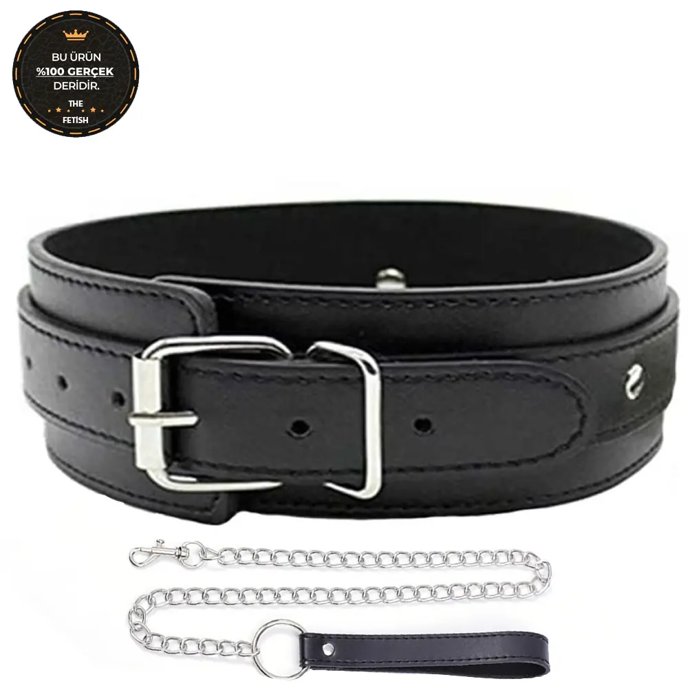 Agor Fetish Fantasy Series Neck Collar – Crna kožna fetiš ogrlica