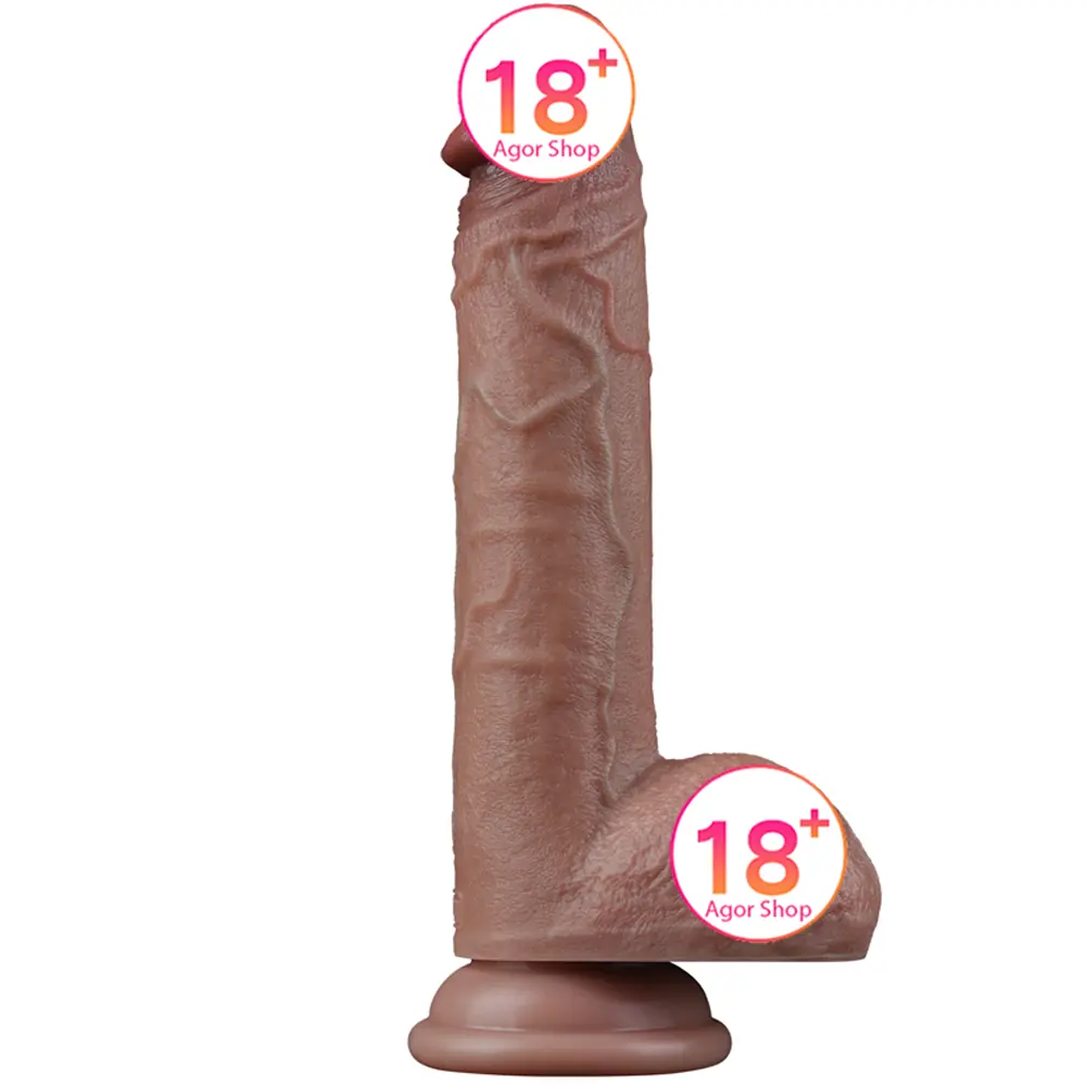Lovetoy 9" dvostruki sloj silikonski penis s teksturom LV411047