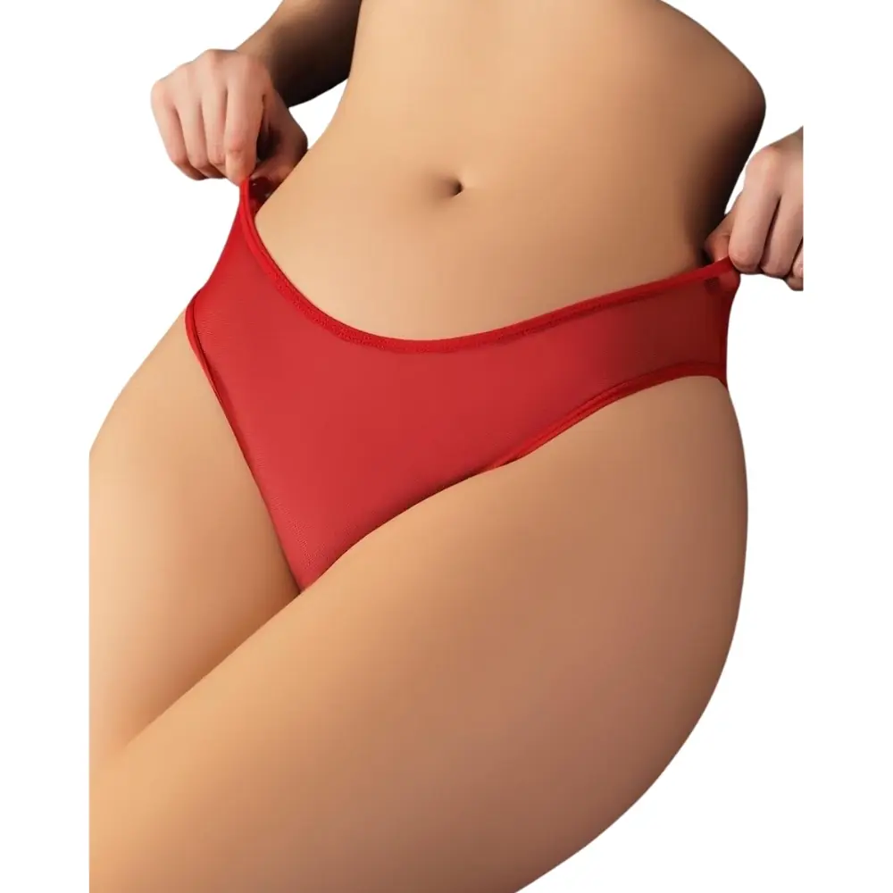Agor Fantasy Wear crvena dantela tanga sa dekolteom