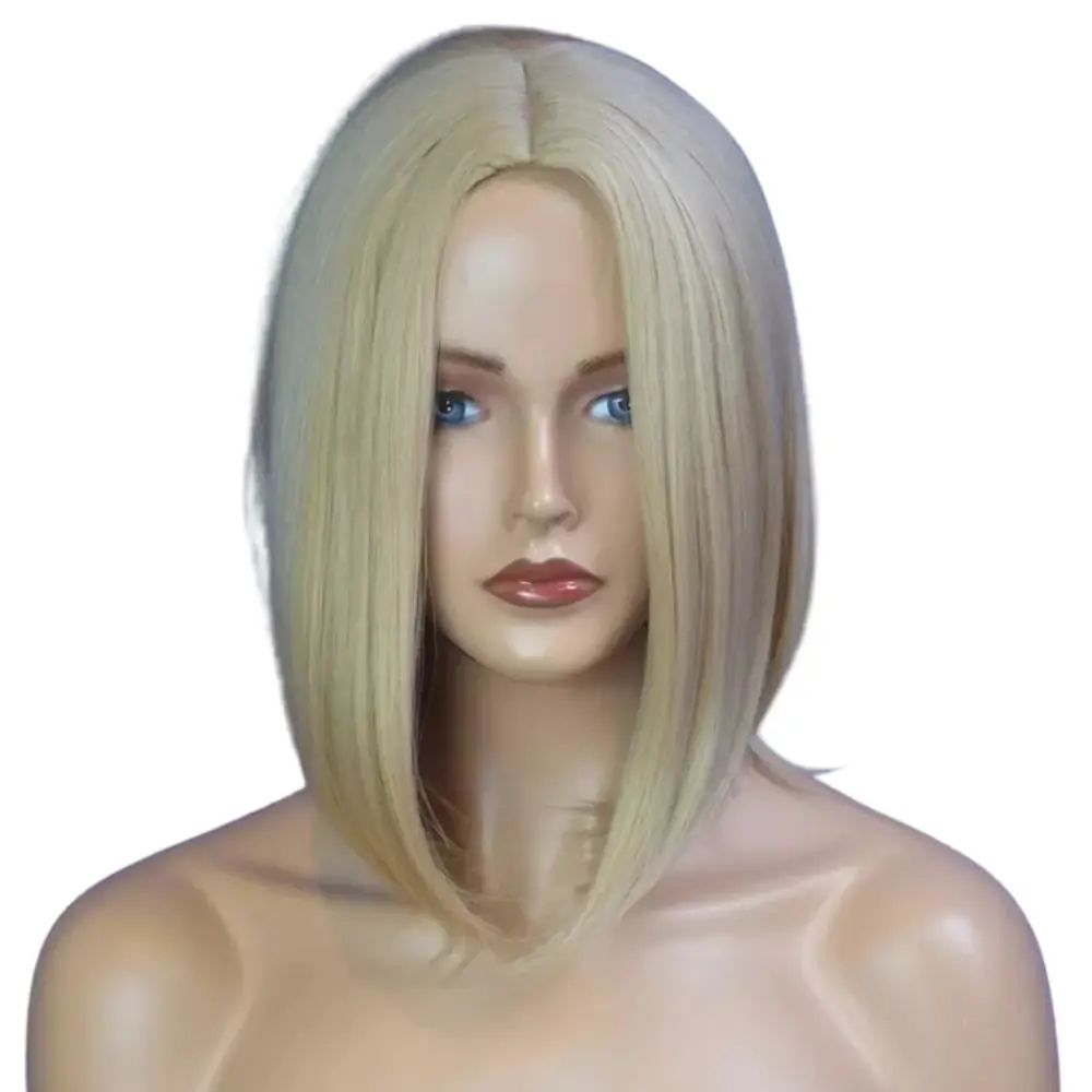 Agor Toupee Kosa Kanekalon Fiber Bebej Blond Kratka Bob Bez Kukica